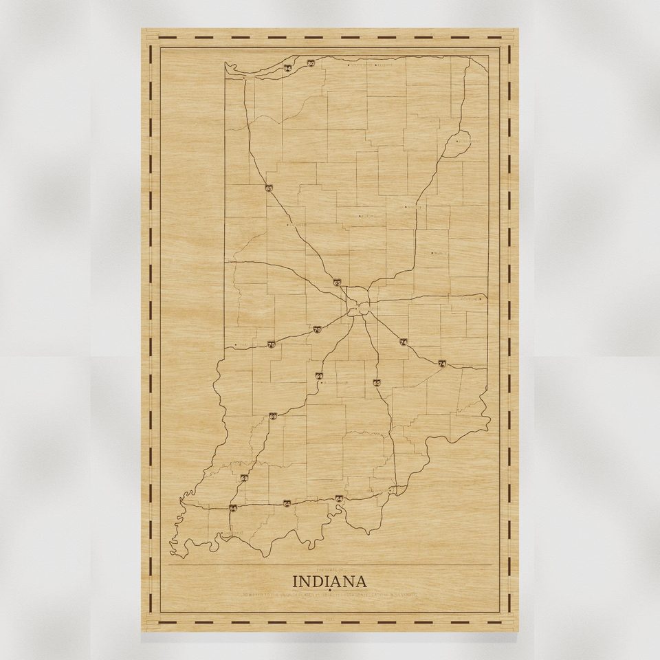 Indiana map, front view