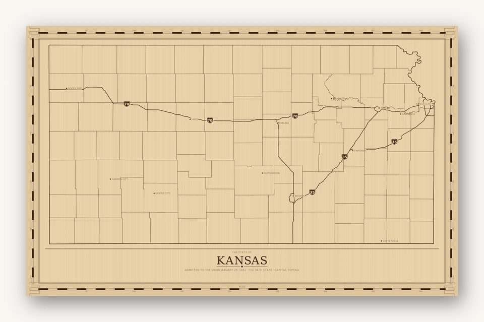 Kansas map, card view