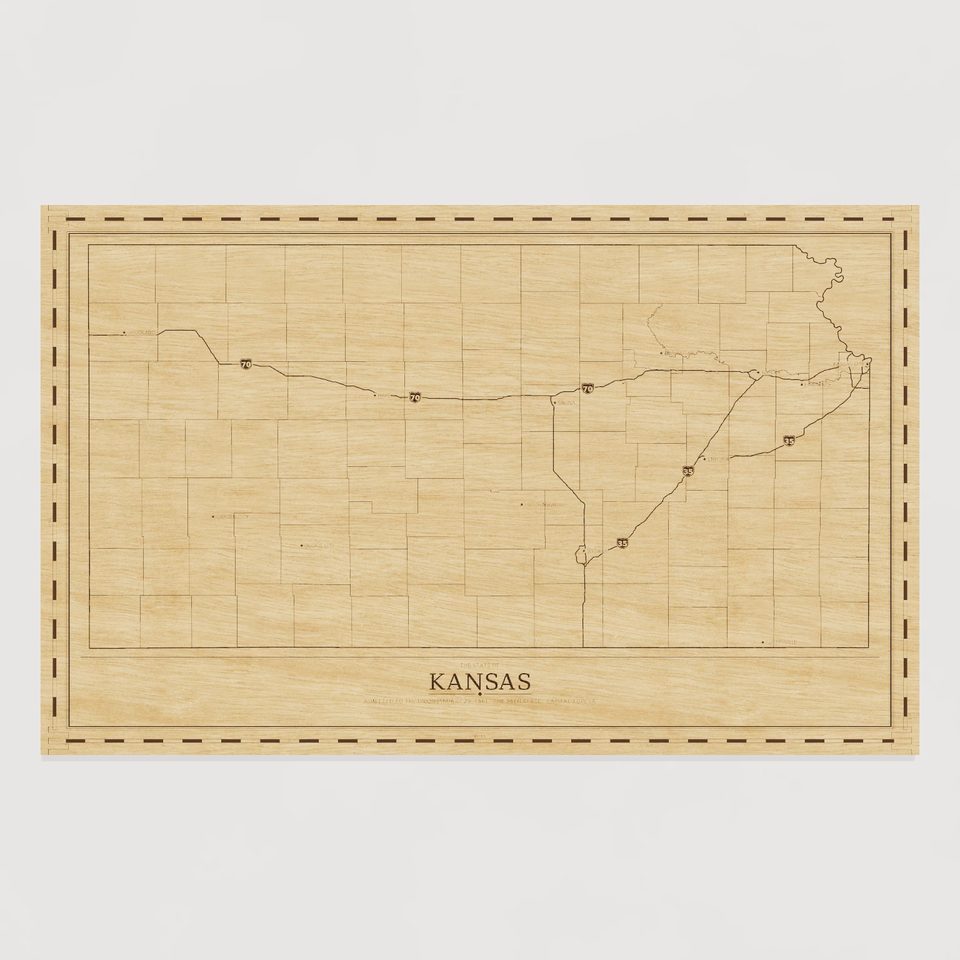 Kansas map, front view