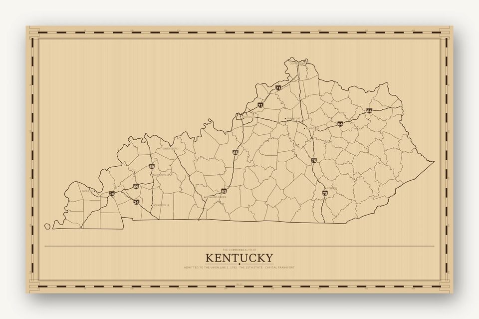 Kentucky map, card view