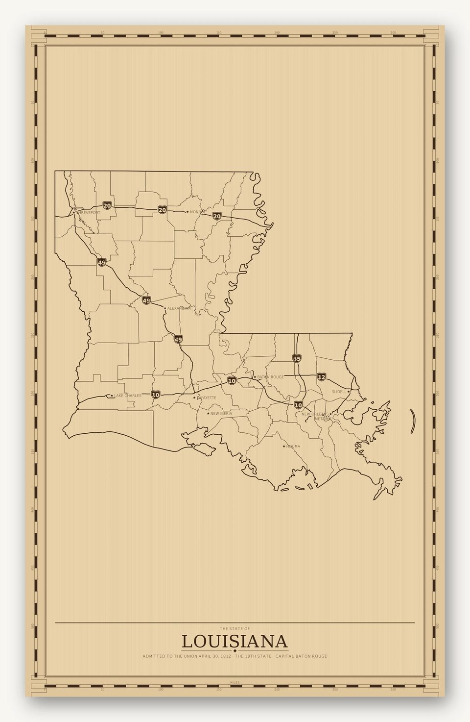 Louisiana map, card view