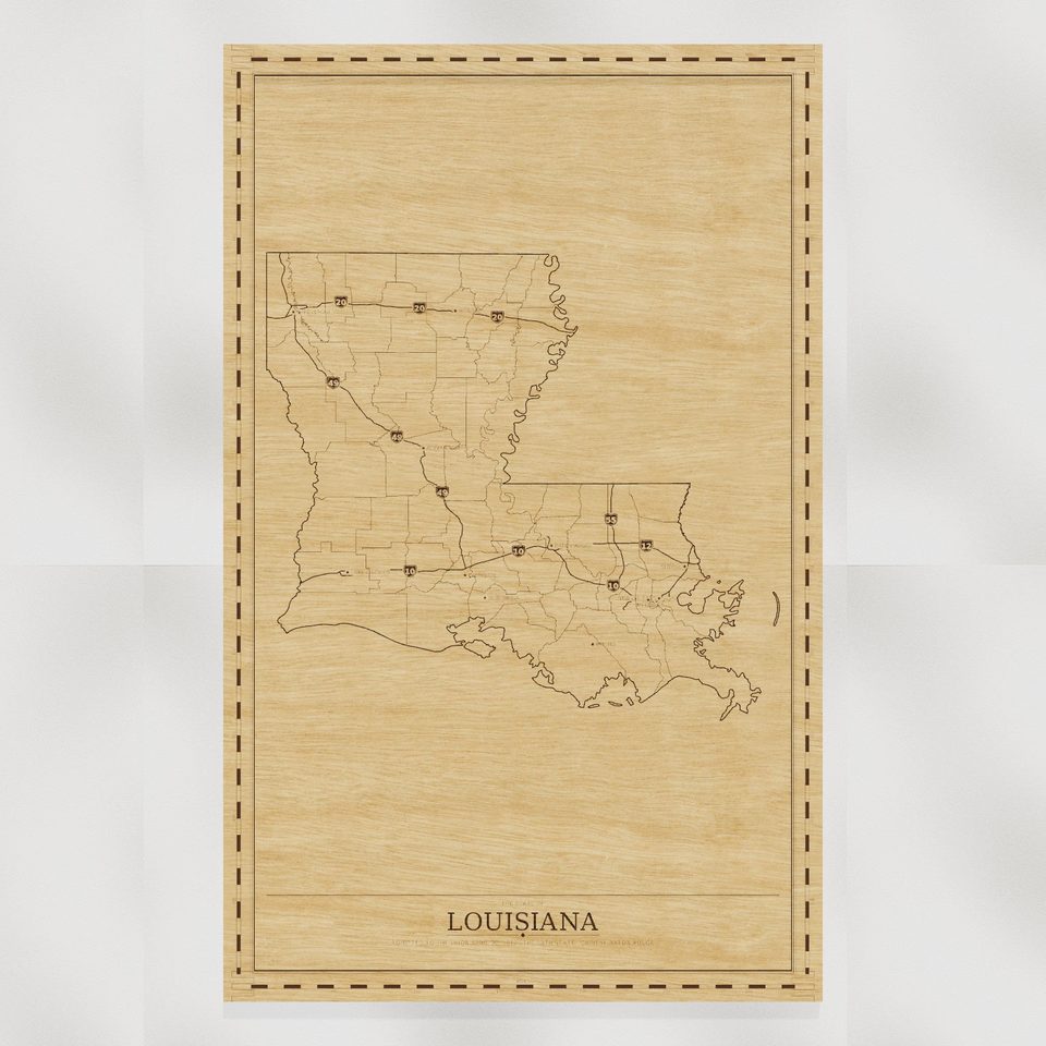 Louisiana map, front view