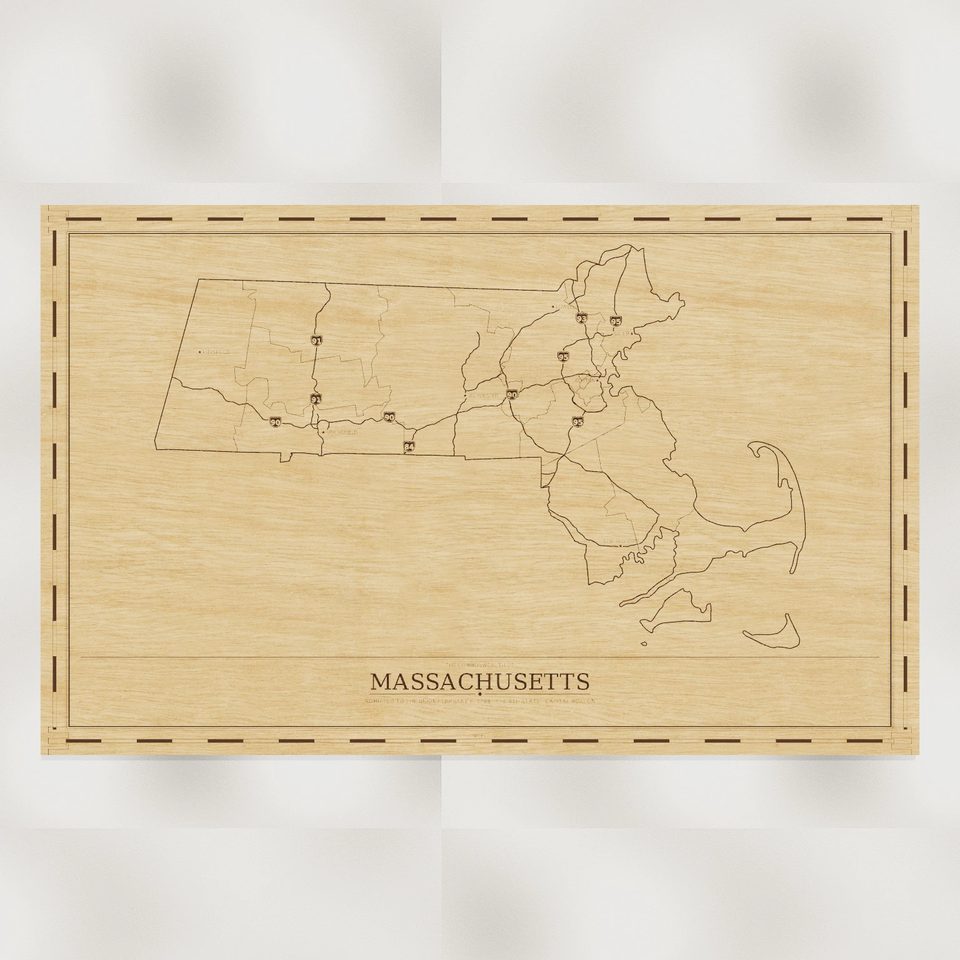Massachusetts map, front view