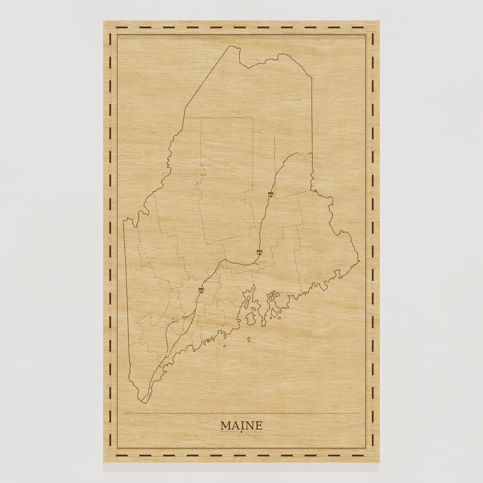 Maine map, front view
