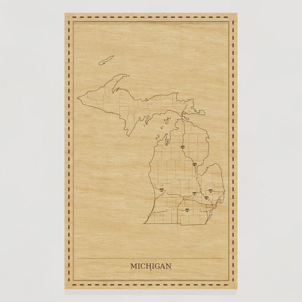 Michigan map, front view