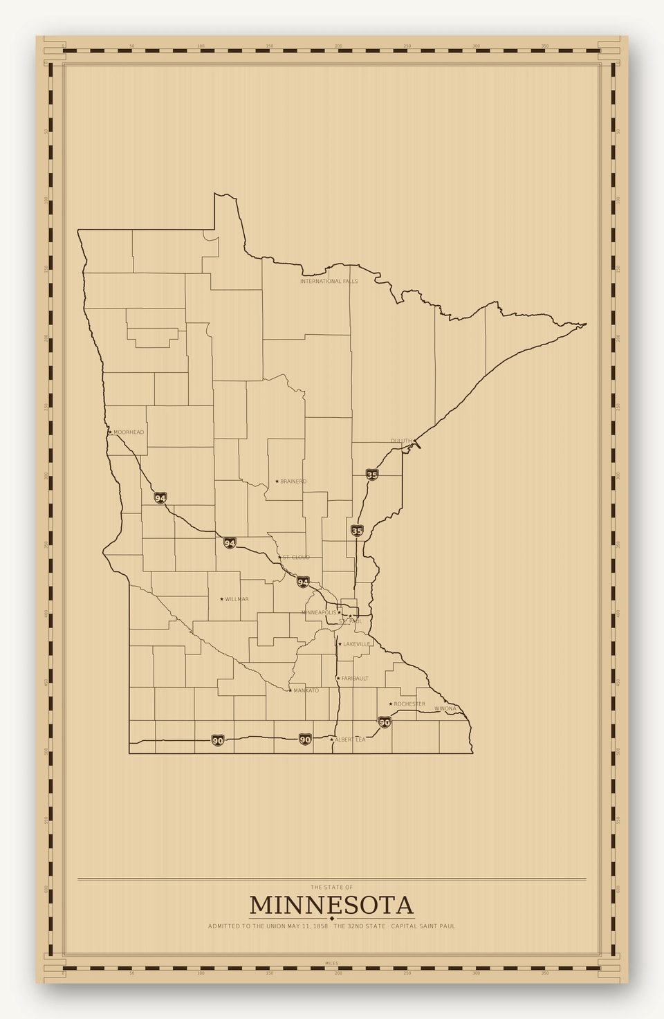 Minnesota map, card view