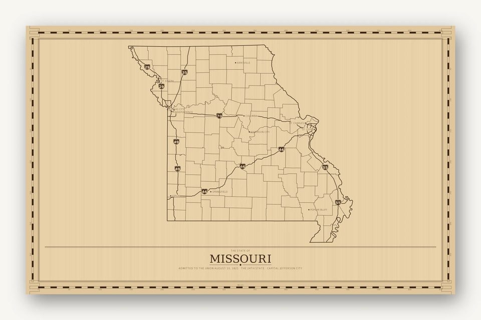 Missouri map, card view