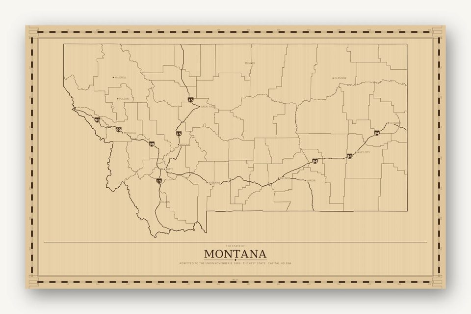 Montana map, card view