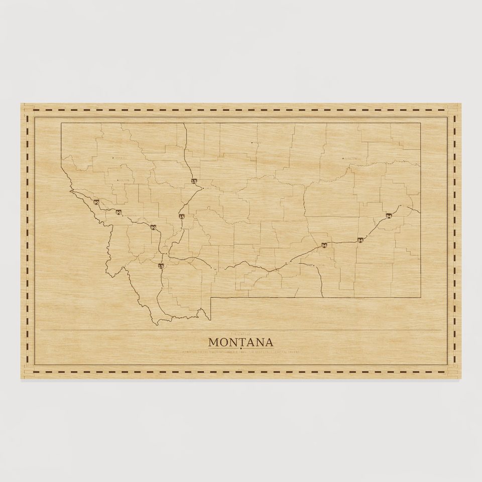 Montana map, front view