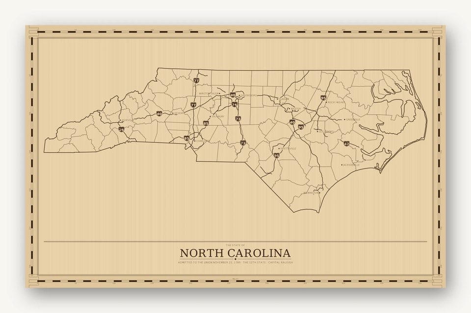 North Carolina map, card view