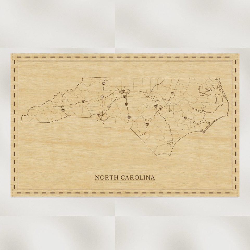 North Carolina map, front view