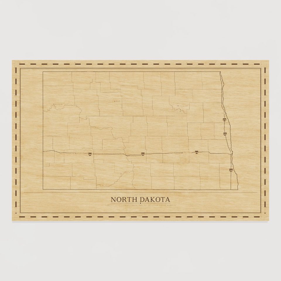 North Dakota map, front view