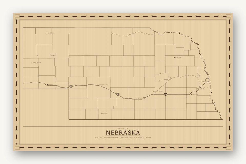 Nebraska map, card view