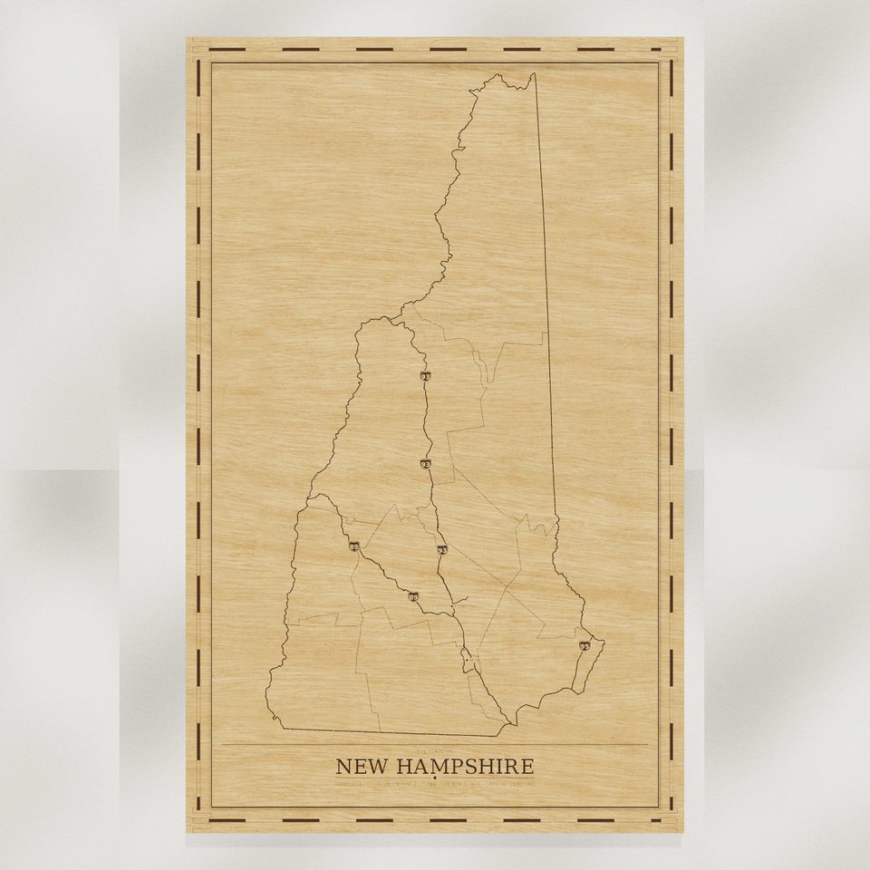 New Hampshire map, front view