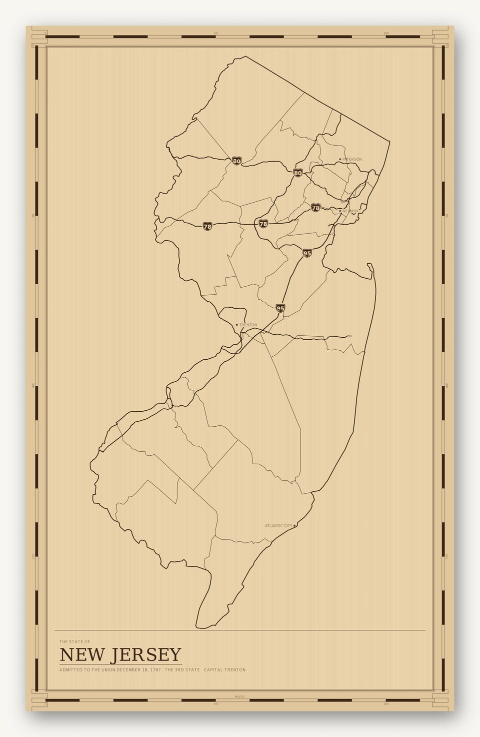 New Jersey map, card view