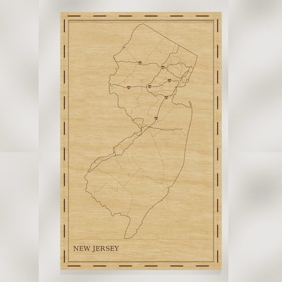 New Jersey map, front view