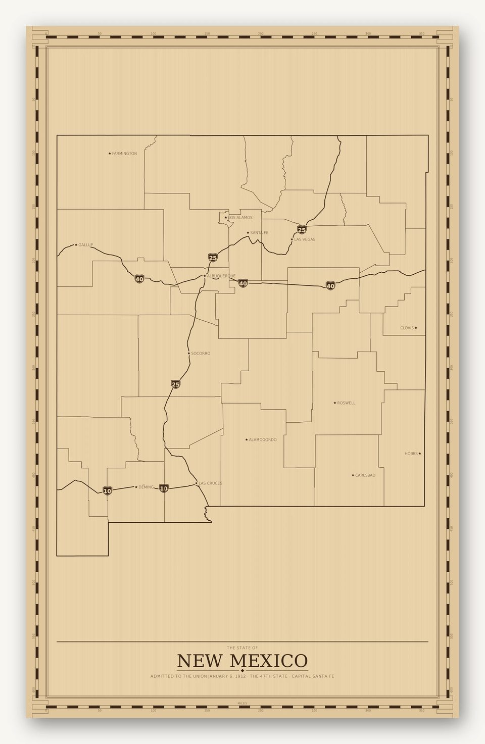 New Mexico map, card view