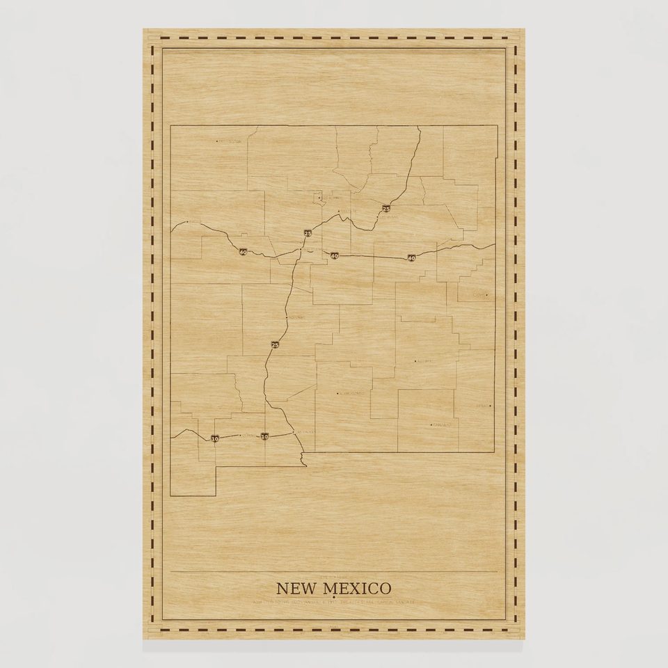 New Mexico map, front view