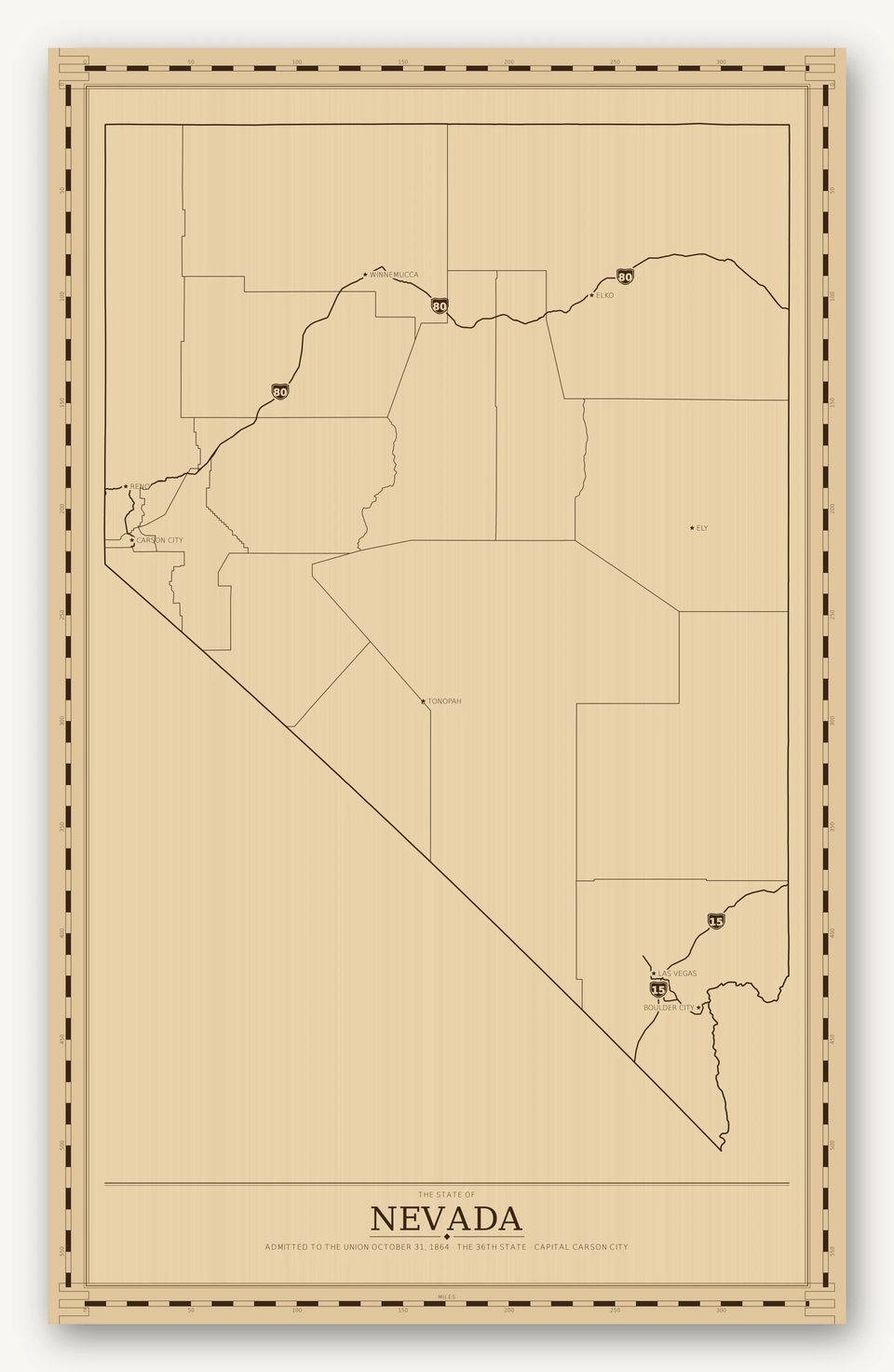 Nevada map, card view