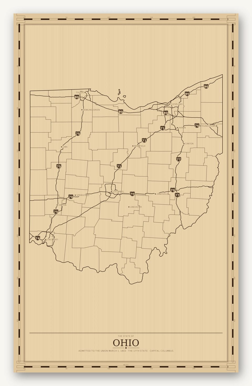 Ohio map, card view