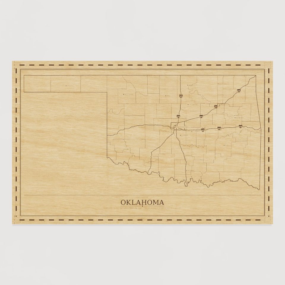 Oklahoma map, front view