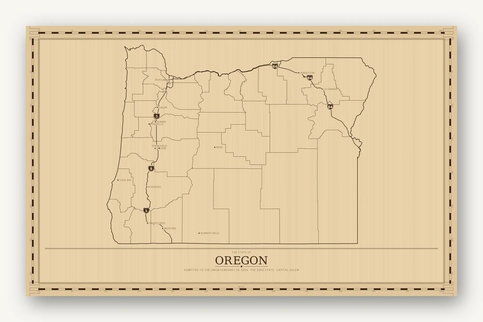 Oregon map, card view