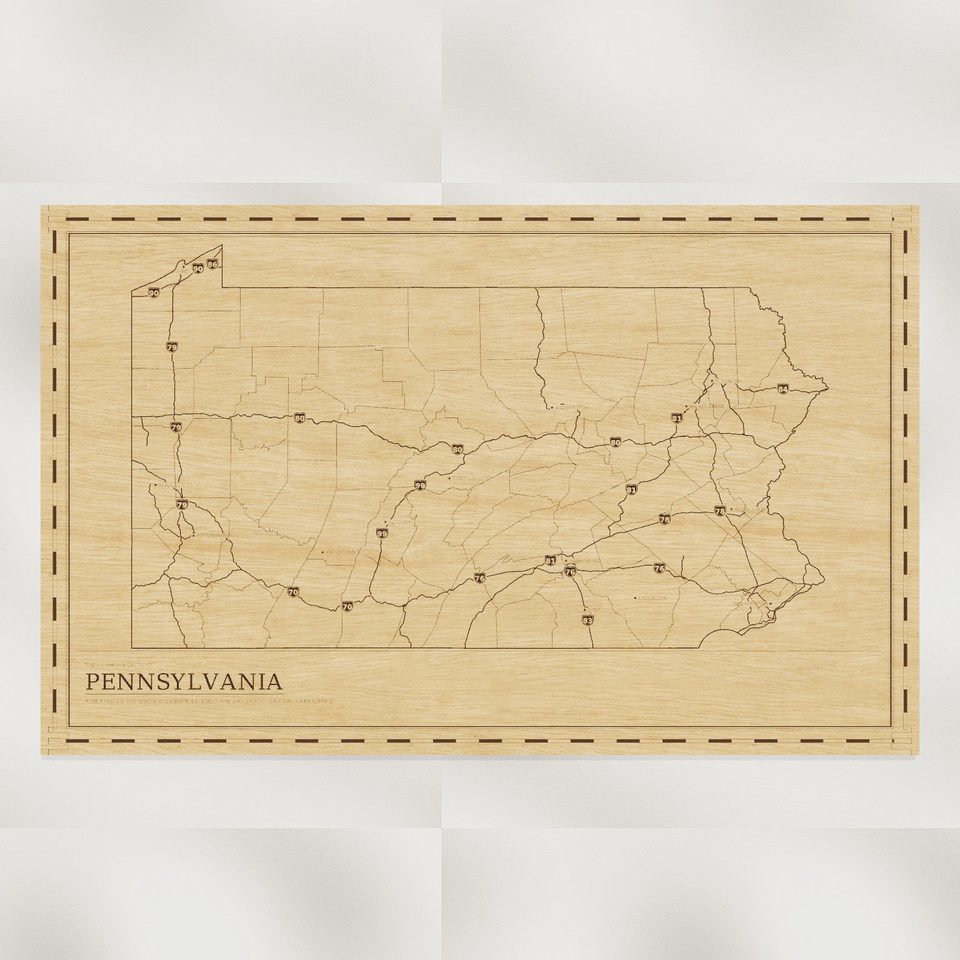 Pennsylvania map, front view