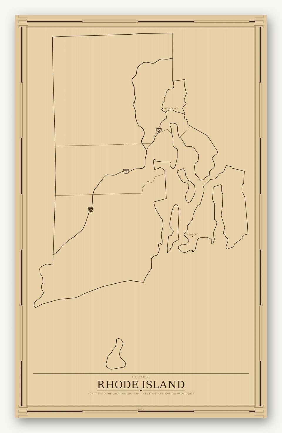 Rhode Island map, card view