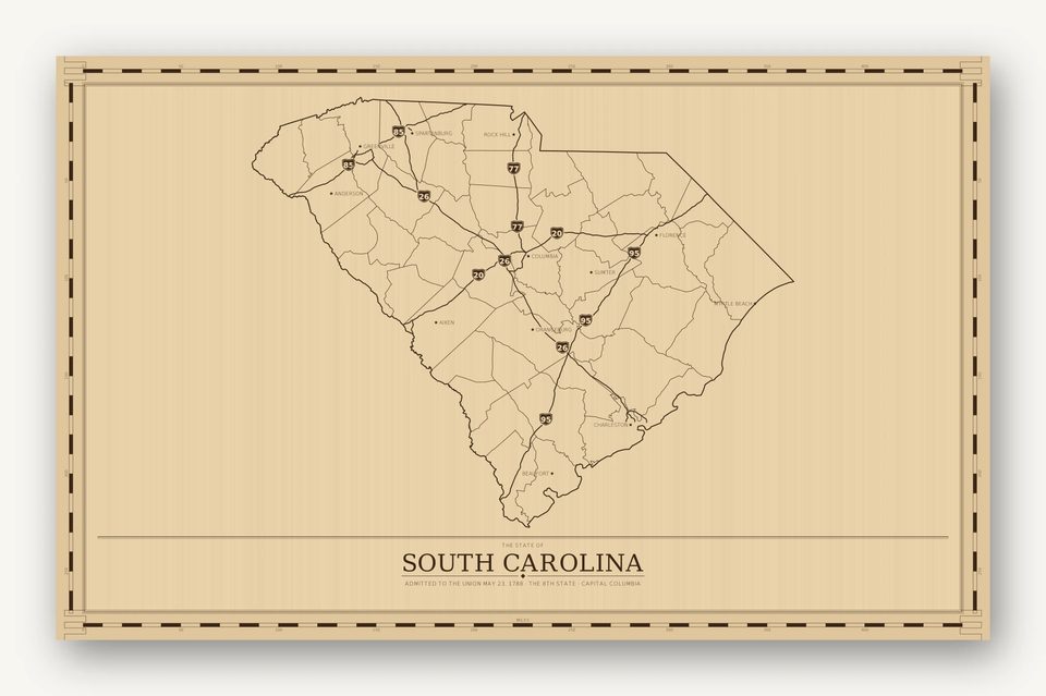South Carolina map, card view