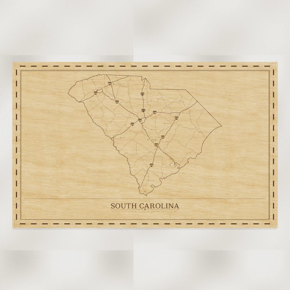 South Carolina map, front view
