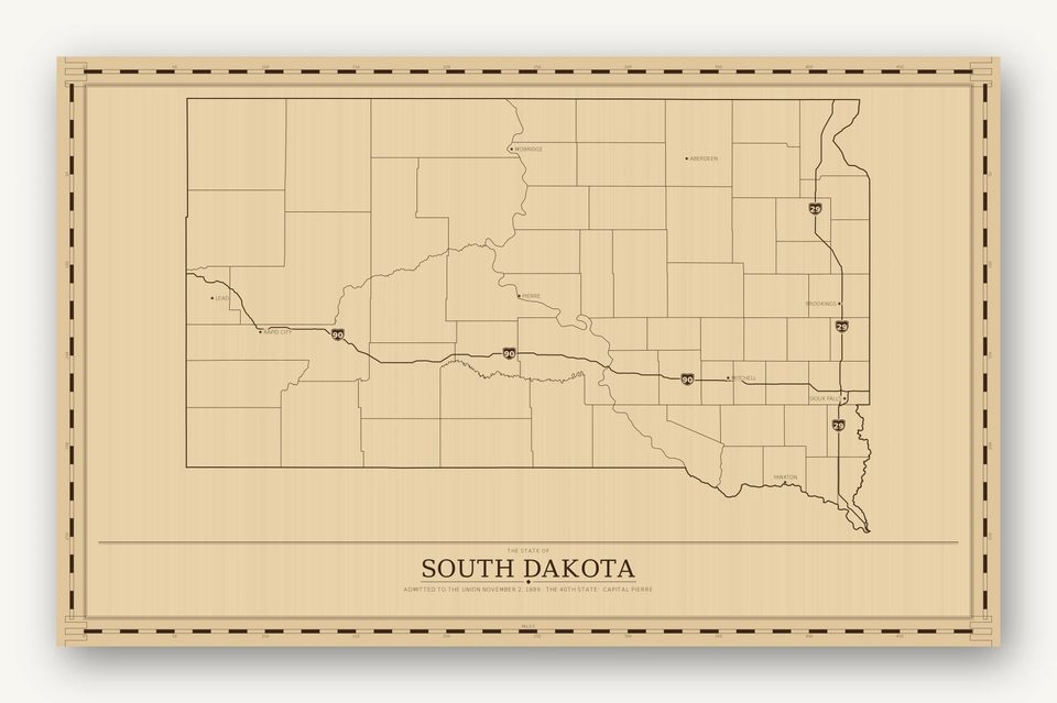 South Dakota map, card view