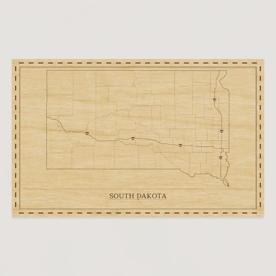 South Dakota map, front view