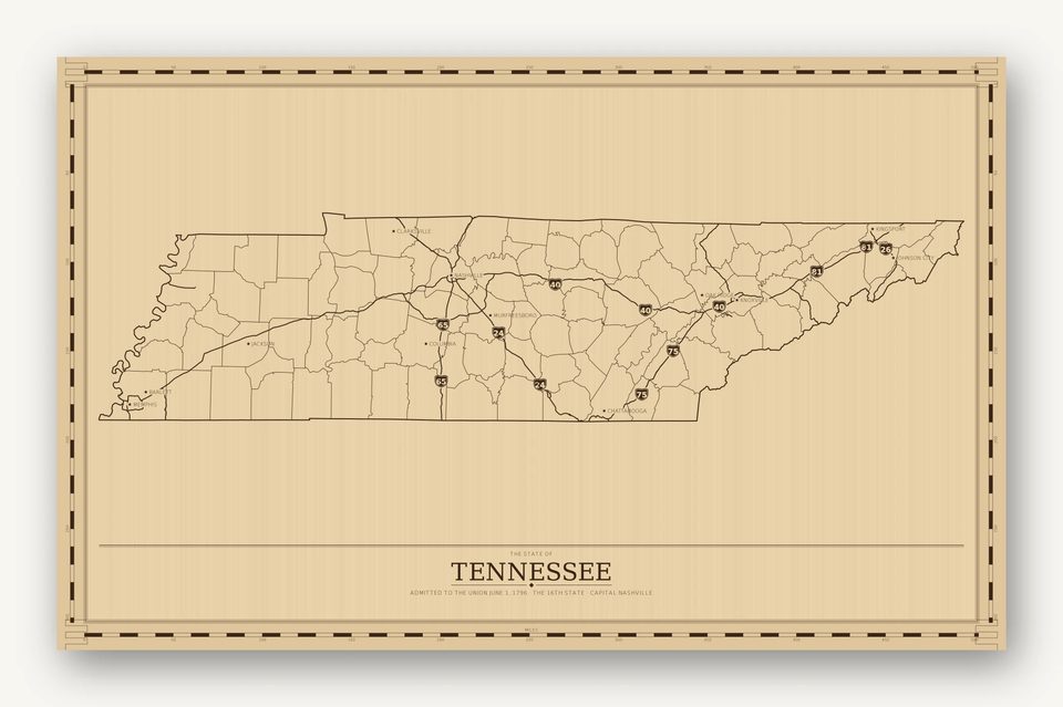 Tennessee map, card view