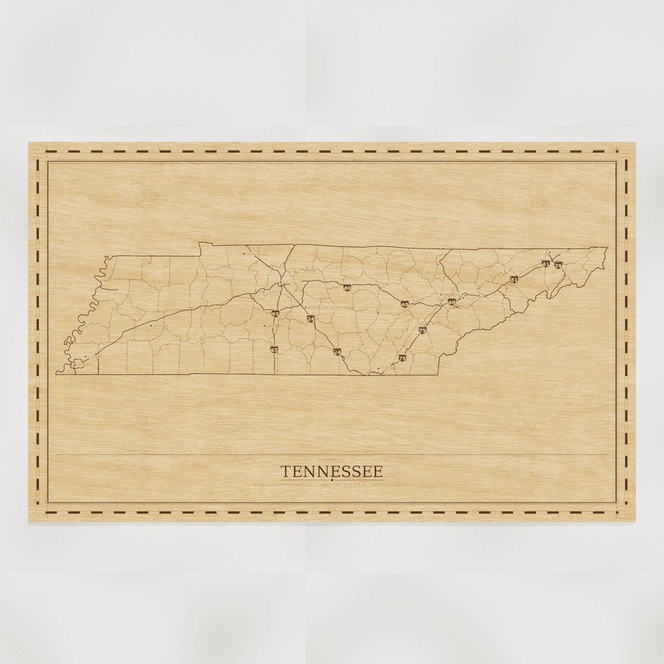 Tennessee map, front view