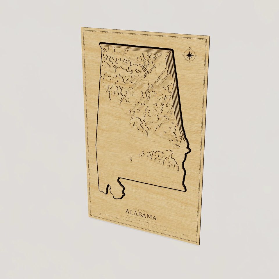 Alabama carved relief map, hero view