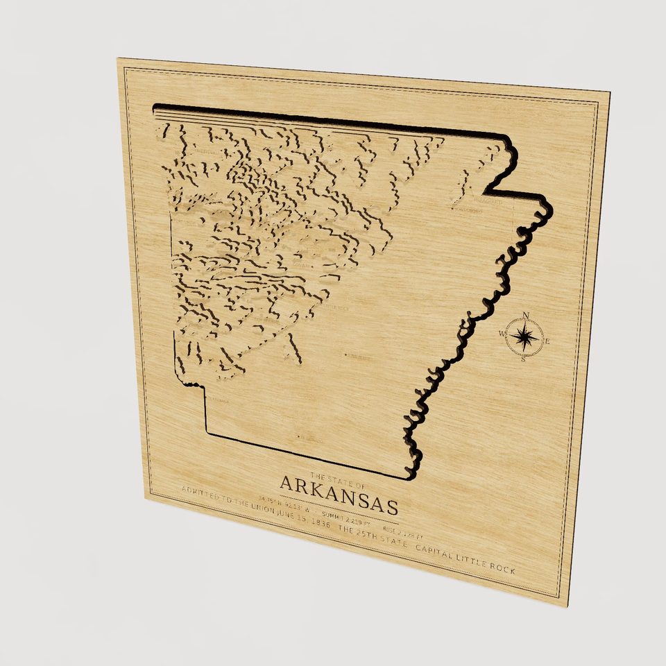 Arkansas carved relief map, hero view