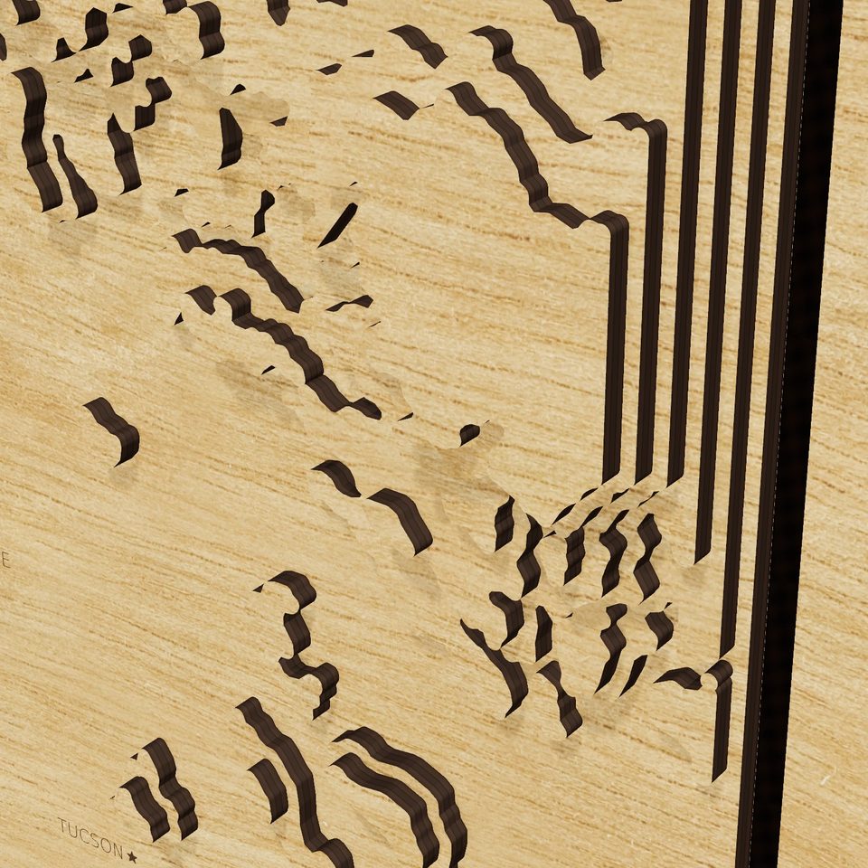 Arizona carved relief map, detail view