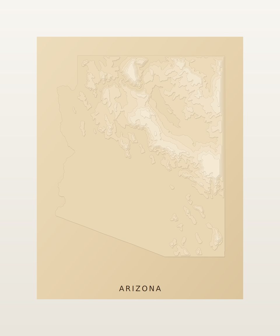 Arizona carved relief map, preview view