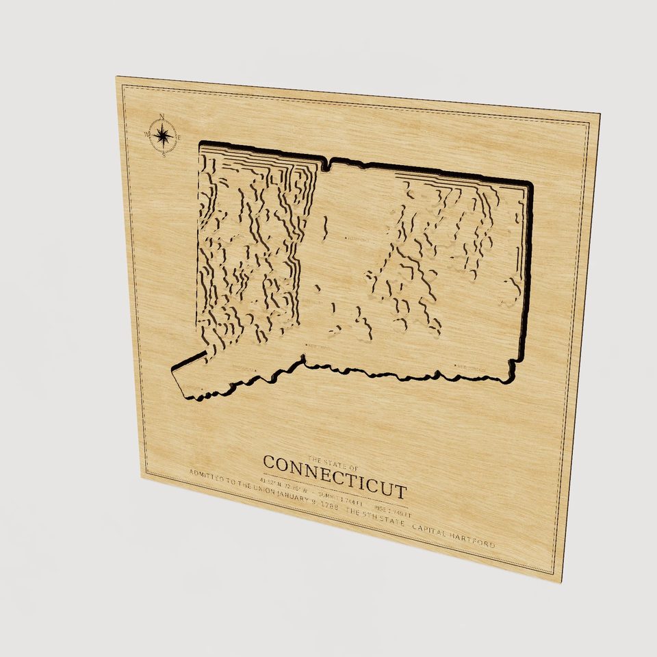 Connecticut carved relief map, hero view