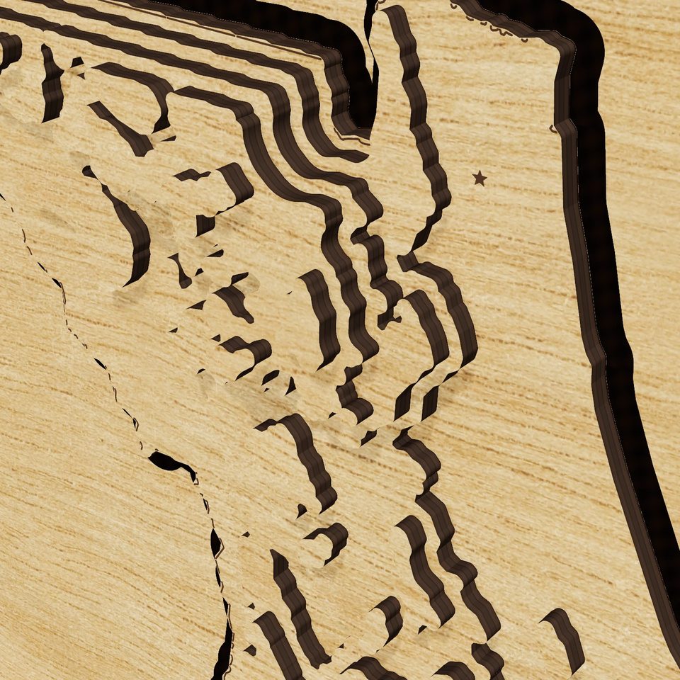 Florida carved relief map, detail view