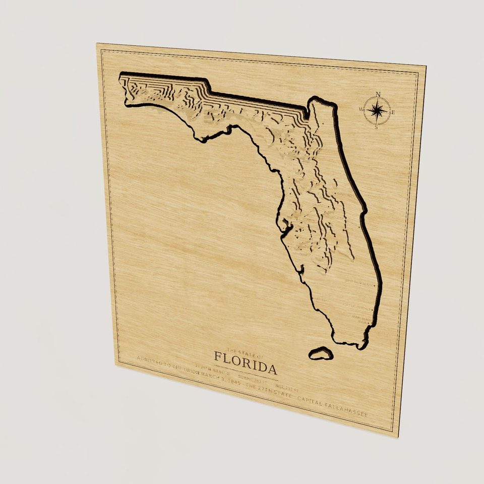 Florida carved relief map, hero view