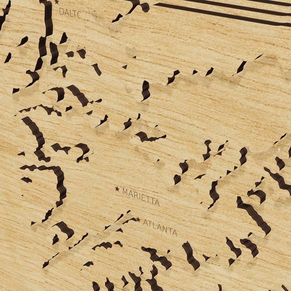 Georgia carved relief map, detail view