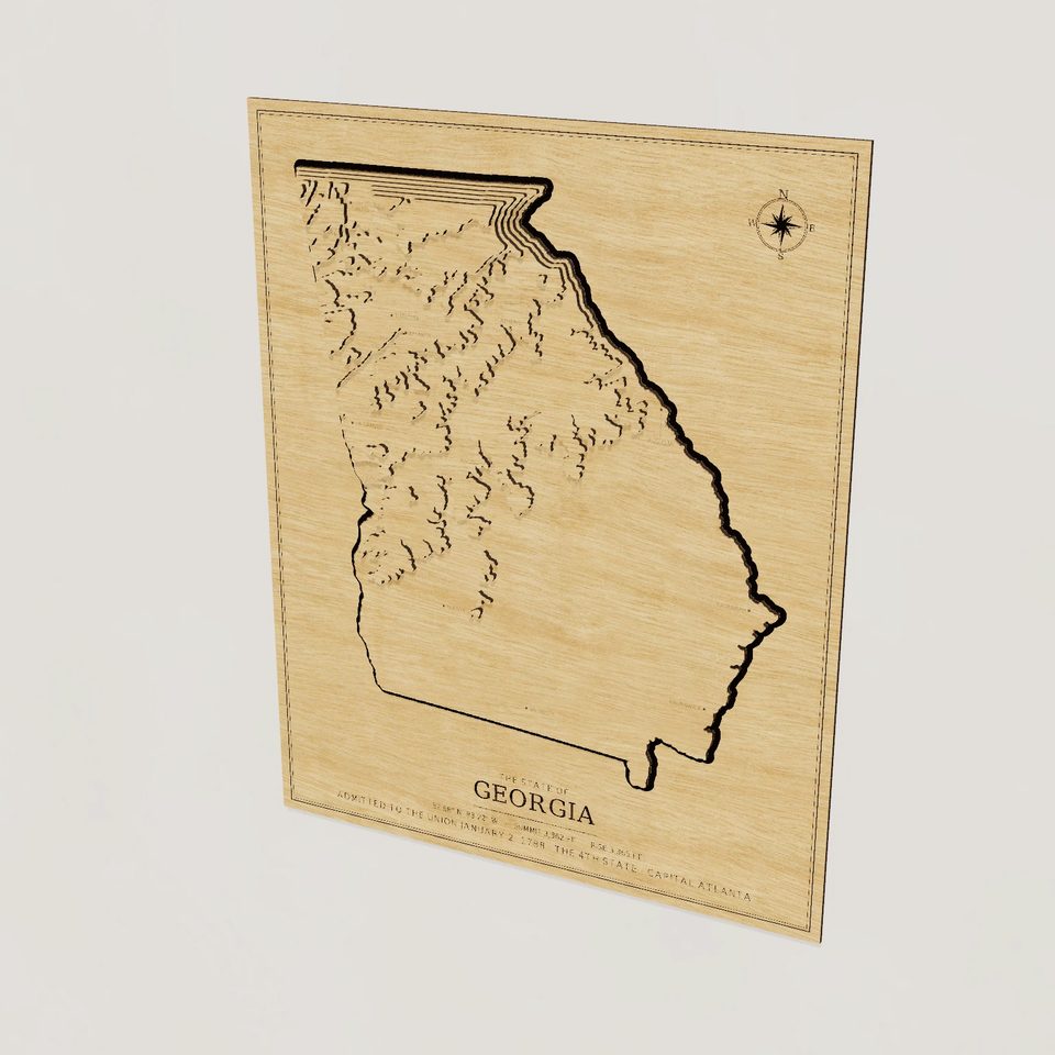 Georgia carved relief map, hero view