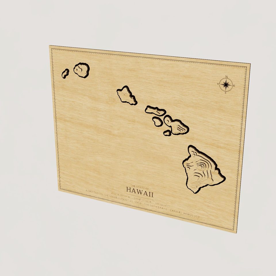 Hawaii carved relief map, hero view