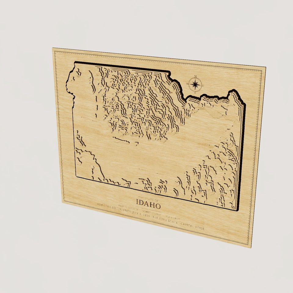 Idaho carved relief map, hero view