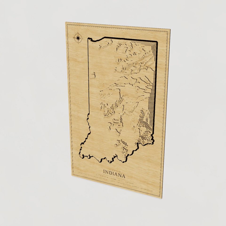 Indiana carved relief map, hero view