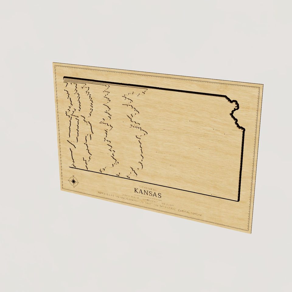 Kansas carved relief map, hero view