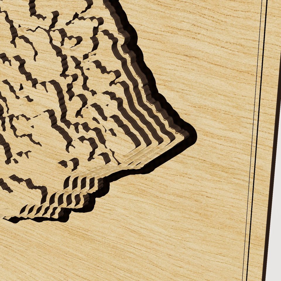 Kentucky carved relief map, detail view