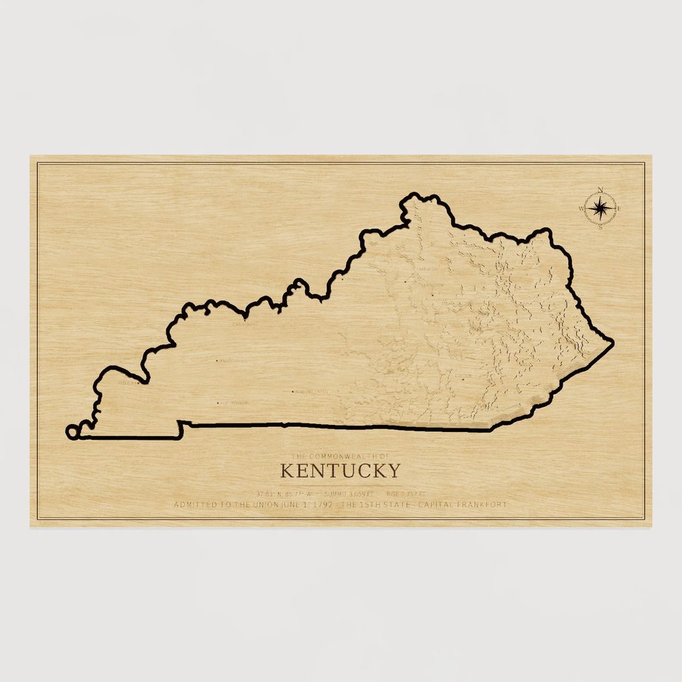 Kentucky carved relief map, front view