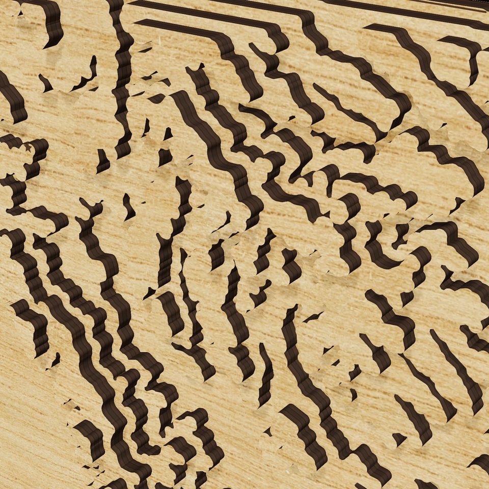 Louisiana carved relief map, detail view